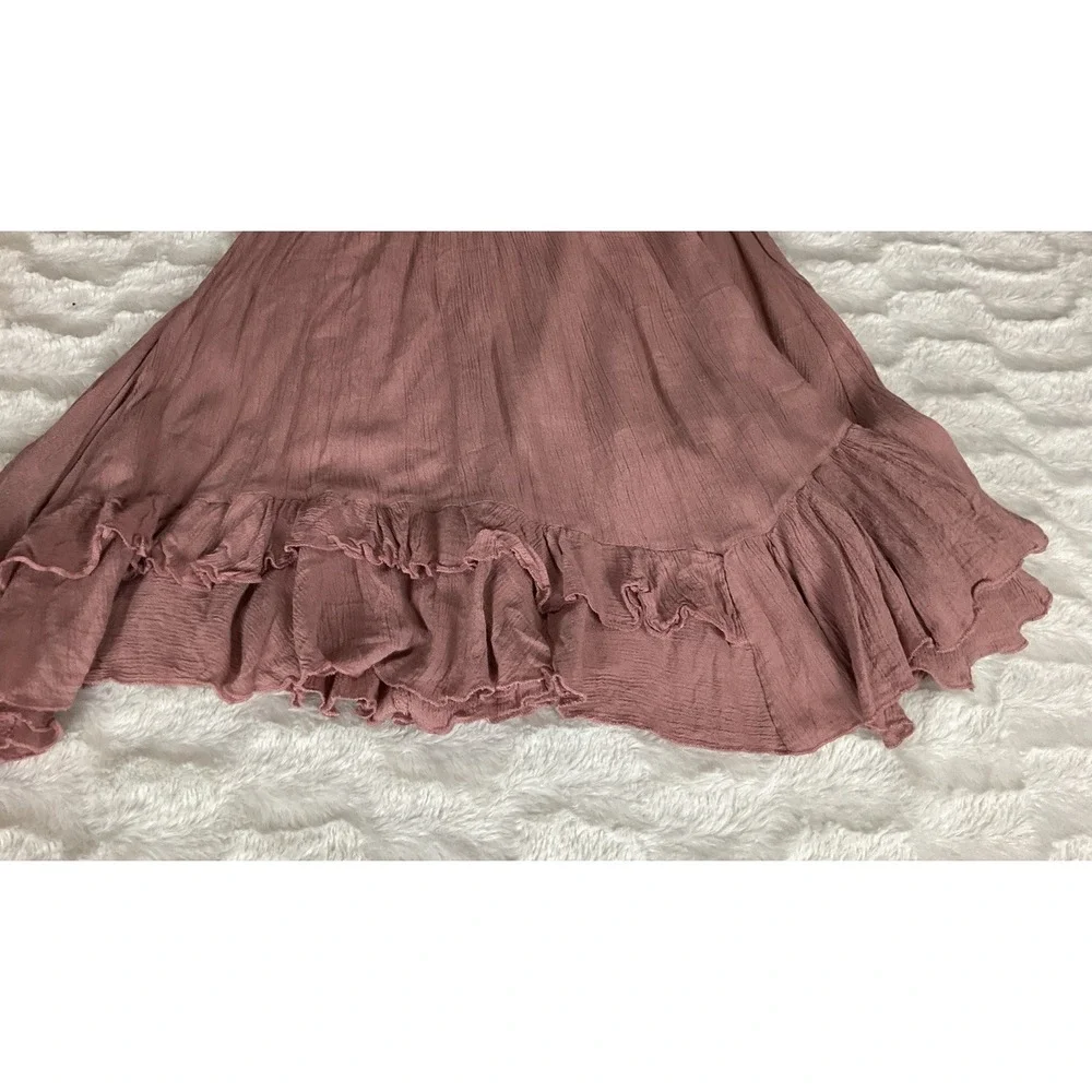 Free People One Size M Adela Dusty Rose/ Mauve Slip Dress Crocheted Lace V Neck